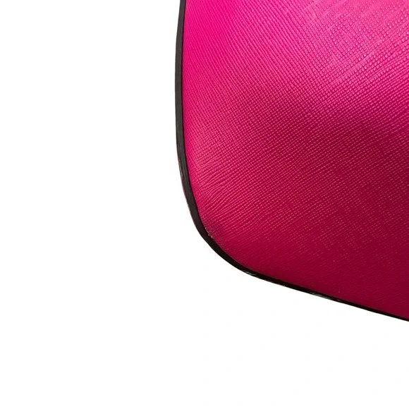 Henri Bendel Hot Pink Saffiano Leather Tote Bag Gold Hardware Large Shopper - Picture 8 of 16